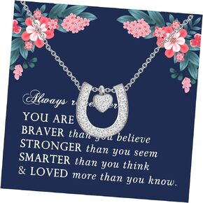 LQRI Horseshoe Necklace Gifts Rose Gold Lucky Horseshoe Pendant Necklace Horse Jewelry Horseshoe Gifts for Girls Women