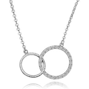 Mother Daughter Necklace Sterling Silver Jewelry for Women Mother Daughter, Interlocking Double Circle Necklace as Mothers Day Gifts for Mom Necklace