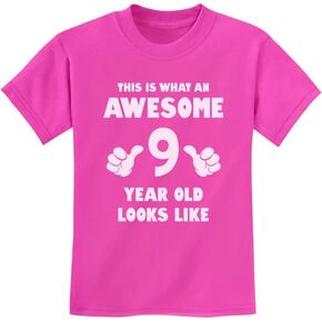 Awesome 9 Year Old 9th Birthday Shirt Gifts for Girls Boys Youth Kids T-Shirt