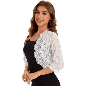 سترة BENANCY النسائية الأنيقة بأكمام 3/4 من الدانتيل الشفاف والدانتيل in Kuwait