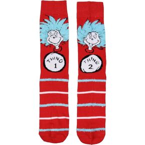 Bioworld Dr. Seuss Cat In The Hat Thing 1 Thing 2 Mid Calf Crew Socks