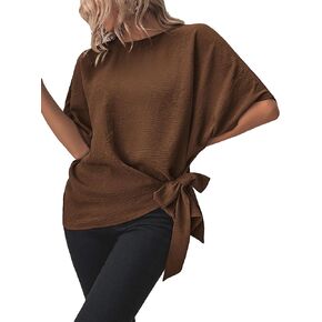 Verdusa Women's Batwing Sleeve Knot Side Round Neck Blouse Shirt Top in Kuwait