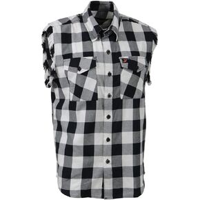 Milwaukee Leather MNG11690 Men’s Black and White Cut Off Flannel Shirt in Kuwait