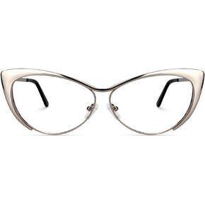 Zeelool Oversized Cat Eye Blue Light Blocking Glasses for Women Metal Eyewear Ellen VFM0176