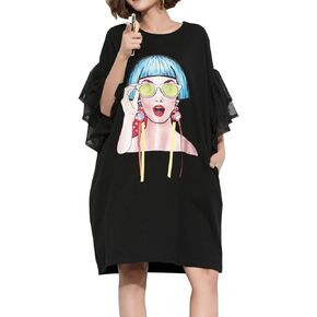 ellazhu Women's Loose Fit Short Sleeve Casual Crew Neck Tee Oversized T-Shirt Tops GA1156 A