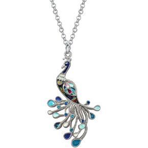 DALANE Enamel Alloy Rhinestone Peacock Necklace Birds Pendant Fashion Jewelry for Women Girls Charms Gifts