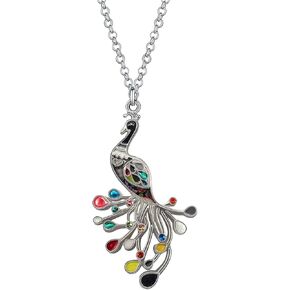DALANE Enamel Alloy Rhinestone Peacock Necklace Birds Pendant Fashion Jewelry for Women Girls Charms Gifts