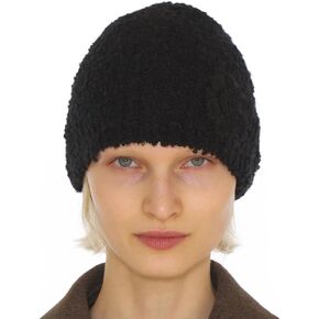 UNDERCONTROL Big Flower Corsage Hand Made Winter Mohair Boucle Wool Mixed Warm Women Single Beanie Korea Knit Skull Ski Hat