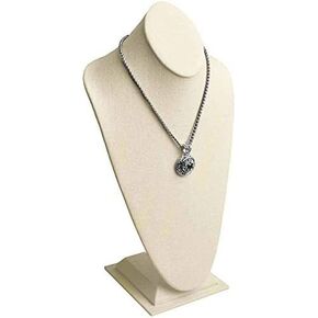 RJ Displays-Extra Tall Jewelry Necklace Display Bust Burlap Brown Linen Measures 9 1/2" x 6 3/8" x 18" Tall.
