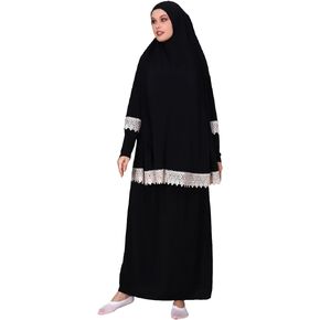 ihvan online Muslim Dresses for Women, Two-Piece Long Sleeve Islamic Prayer Dress, Hijab
