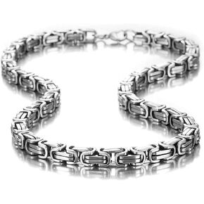Urban Jewelry Impressive Mechanic Style Men's Necklace Stainless Steel Silver Chain, Width 6mm (19,21,23 Inches)