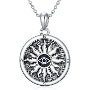 PROESS Christmas Gifts Evil Eye/Star of David/Italian Horn Necklace Sterling Silver Amulet Pendant Necklace Spiritual Protection Jewelry Gifts for Women Men