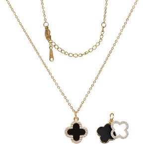 Fviswiak Clover Necklace For Women Girls,14K Gold Plated Dainty Black Lucky Clover Pendent Trendy Choker Cute Simple Women's Jewelry Gift