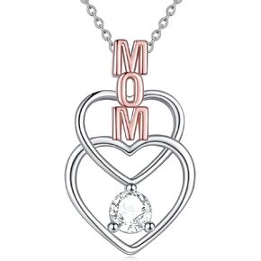 POPKIMI Rose Flower Love Heart Necklaces Best Gifts for Mom/Grandma Nana/Wife/Daughter/Girlfriend Birthday Jewelry 925 Sterling Silver Crystal Jewelry I Love You Mom/Grandma/Daughter/Wife Necklace Rose Flower Love Heart Pendant Necklace for Women