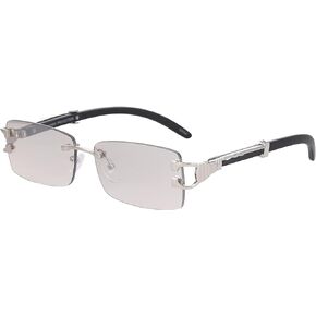 Flawless - Mens Fashion Gold Stylish Glasses Clear Lens Rectangular Retro Rimless Tinted Sunglasses for Women