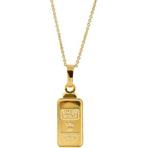 American Coin Treasures 1 Gram Swiss Ingot Replica Pendant Layered in 24KT Gold