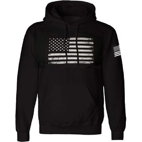 Grunge Style Vintage American Flag Hoodie Pullover Fleece for Men - Distressed USA Flag Sweatshirt
