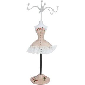 zjchao Jewelry Display Stand, Earrings Necklace Storage Polyresin Doll Holder with Rotatable Bracket Bracelet Holder Organizer Rack Tower Decoration Dress Necklace Stand for Girls(#2)