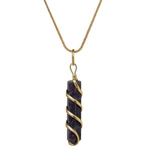 Labradorite Crystal Necklace Pendant For Women, Gold Wire Wrapped Dainty Minimalist Healing Crystal Necklaces For Men Kids Unisex Necklace Jewelry With 20" Inches Adjustable Chain & Leather Cord in Kuwait