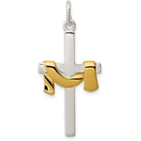 Lex & Lu Sterling Silver & Vermeil Draped Cross Pendant in Saudi Arabia