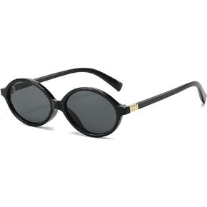 JOVAKIT Retro Oval Sunglasses for Women Vintage Fashion 90s Small Oval Frame Sun Glasses Oval Eyeglasses