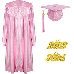 Misscom Shiny Graduation Gown Cap Tassel 2023 2024 Unisex Adult Graduation Robe for High School & Bachelor