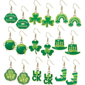 BVGA Holiday Green Shamrock drop earring Set for Women Girl St. Patrick's Day earrings Jewelry Set for Party Carnival Parade in Kuwait