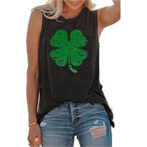 St Patricks Day Shirt Women Irish Shamrock Tees Clover Graphic Sleeveless Summer Tank Tops for Women