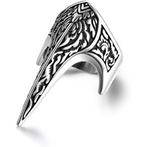 GTHIC Stainless Steel Thumb Ring For Men Women Vintage Eagle Beak Goth Rings Archer Ring Fashion memento mori ring Animal Jewelry Gifts Size 7-13