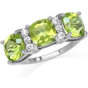 Silvershake Cushion Shape Birthstone Gemstone White Gold Plated 925 Sterling Silver Anniversary Ring Jewelry for Women