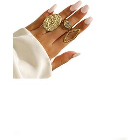 Chunky Gold Rings for Women Adjustable Silver Stacking Rings Open Dome Ring Trend Geometric Ring Minimalist Statement Finger Rings Jewelry Gifts