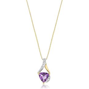 MAX + STONE 14k White Gold 8mm Cushion Cut Birthstone Solitaire Pendant Necklace for Women with 18 inch Box Chain