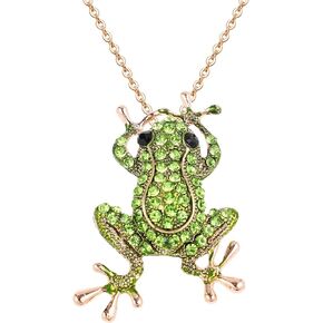VALICLUD 3D Green Frog Necklace for Women Crystal Frog Jewelry Frog Brooch with Silver Chain Alloy Frog Stuff Animal Frog Jewelry Frogs Charm (5. 2 X 3. 2cm/ 2. 0 X 1. 3inch)
