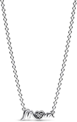 Pandora Mom Pavé Collier Necklace - Gift for Mothers - Fully Adjustable Necklace with Sliding Clasp - Sterling Silver with Clear Cubic Zirconia - With Gift Box - 17.7" in Saudi Arabia