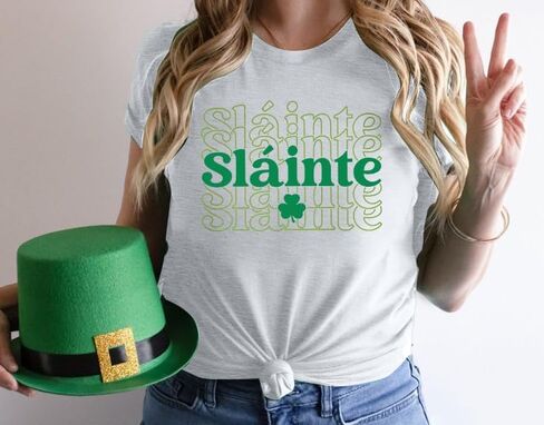 St Patricks Day Shirt Women: Slainte Shamrock Graphic Tee Clover Lucky Short Sleeve Shirts Irish Tops in Saudi Arabia