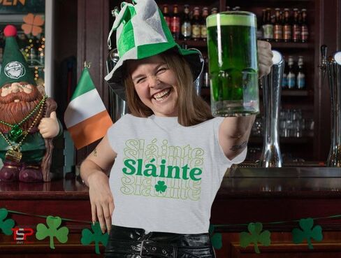St Patricks Day Shirt Women: Slainte Shamrock Graphic Tee Clover Lucky Short Sleeve Shirts Irish Tops in Saudi Arabia
