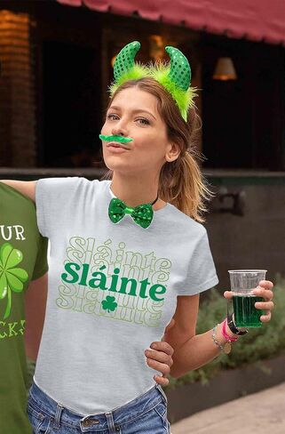 St Patricks Day Shirt Women: Slainte Shamrock Graphic Tee Clover Lucky Short Sleeve Shirts Irish Tops in Saudi Arabia