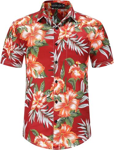 DOOPCCOR Hawaiian Shirt for Men Hawaiian Casual Button Down Summer Beach Shirts in Saudi Arabia