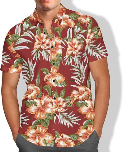 DOOPCCOR Hawaiian Shirt for Men Hawaiian Casual Button Down Summer Beach Shirts in Saudi Arabia