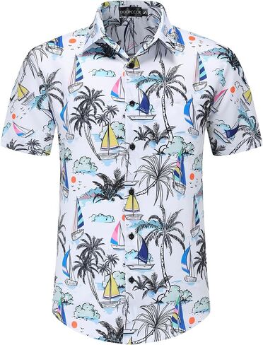 DOOPCCOR Hawaiian Shirt for Men Hawaiian Casual Button Down Summer Beach Shirts in Saudi Arabia