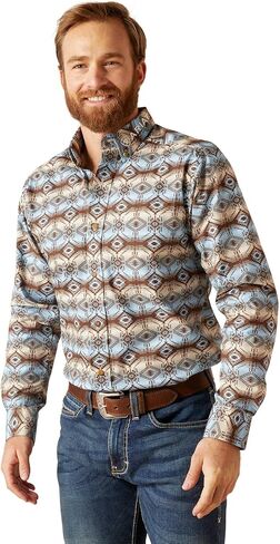 ARIAT mens Mns Team Wright Ftd Ls Shrt Light Blue Shirt in Saudi Arabia
