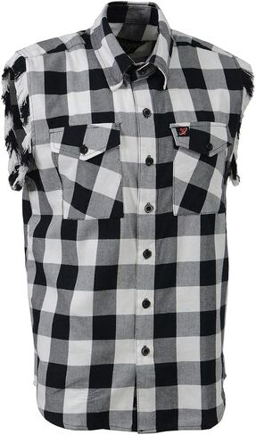 Milwaukee Leather MNG11690 Men’s Black and White Cut Off Flannel Shirt in Saudi Arabia