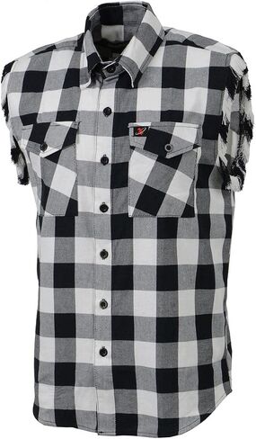 Milwaukee Leather MNG11690 Men’s Black and White Cut Off Flannel Shirt in Saudi Arabia