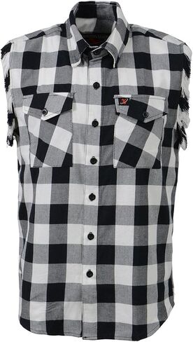 Milwaukee Leather MNG11690 Men’s Black and White Cut Off Flannel Shirt in Saudi Arabia