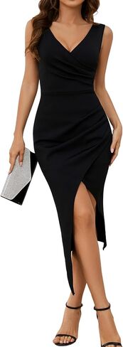 فساتين زفاف شبه رسمية للنساء للحفلات المسائية بدون أكمام بأشرطة مكشكشة أنيقة فستان متوسط ​​الطول لحفلات الكوكتيل in Kuwait