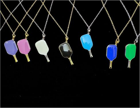 Pickleball Jewelry Pendant Enamel Necklace Paddle Ball Silver 14K Gold Women Men Gift Tennis Racquet in Kuwait
