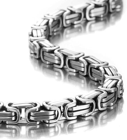 قلادة رجالية بتصميم ميكانيكي مثير للإعجاب من Urban Jewelry سلسلة فضية من الفولاذ المقاوم للصدأ، عرض 6 مم (19,21,23 بوصة) in Saudi Arabia