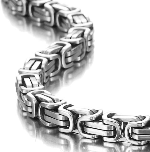 قلادة رجالية بتصميم ميكانيكي مثير للإعجاب من Urban Jewelry سلسلة فضية من الفولاذ المقاوم للصدأ، عرض 6 مم (19,21,23 بوصة) in Saudi Arabia