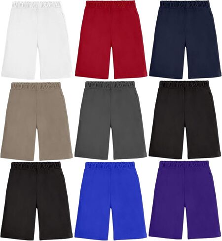 شورت رياضي قطني من City Threads للأولاد - لعب التخييم الرياضي والمدرسة، صنع في الولايات المتحدة الأمريكية in Kuwait