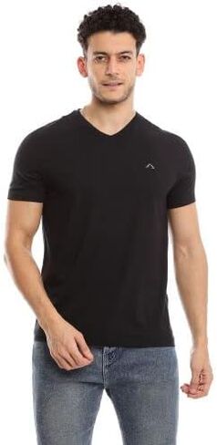 Premium Classic Men’s V-Neck T-Shirt | Ultra Soft, Breathable Cotton Modal Stretch Mens T-Shirt | Tag Free (Made in Egypt) in Saudi Arabia